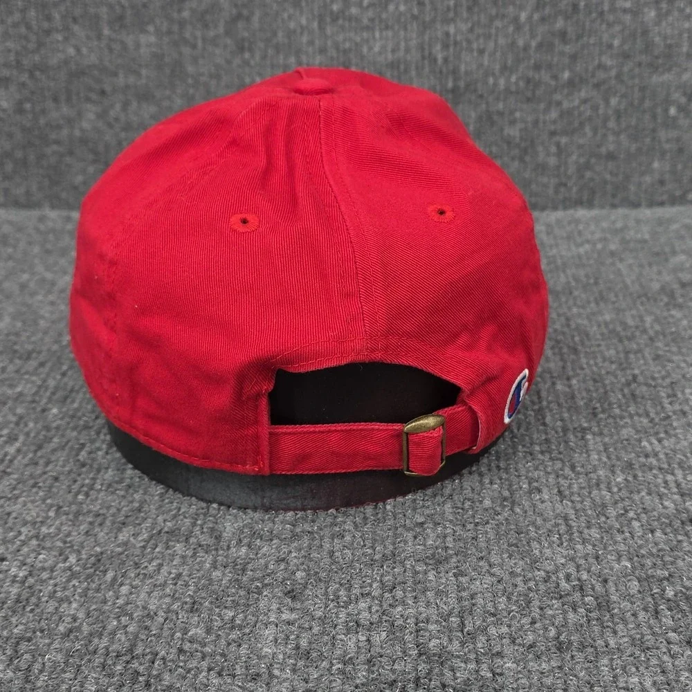 Champion Hat Cap Strap Back Adjustable Red‎ Twill Gym Hike Pickleball Golf Mens